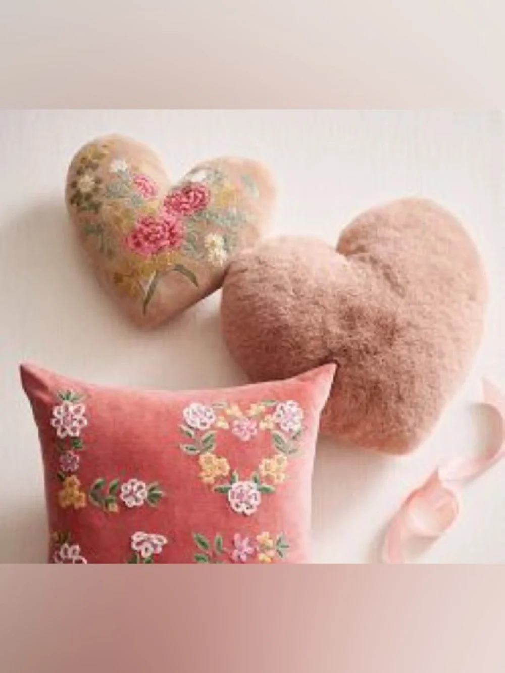 Pottery Barn Rose Pink Embroidered Floral Velvet Pillow Set of 2 (20x20)
